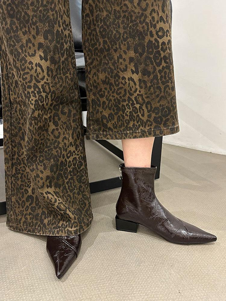 

2025 осень и зима новые остроносые ботильоны на толстом каблуке женские ботинки челси на среднем каблуке ботинки мартин задняя молния кожаные ботинки на высоком каблуке 40 коричневый