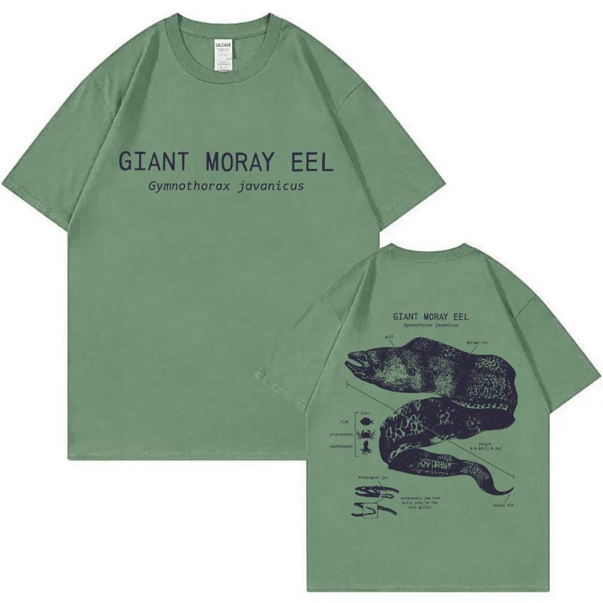 

Marine Animals Giant Moray Eel Anatomy Graphic Tshirt Unisex Women Casual Vintage T Shirt Male Oversized Cotton Tshirt Streetwear 4XL