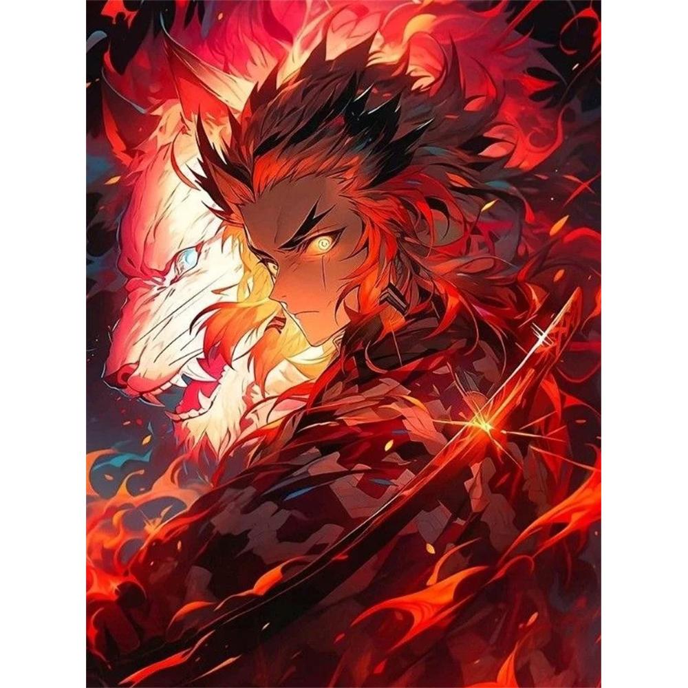 

Вбивця демонів 5D Алмазна мозаїка Kimetsu No Yaiba Алмазна вишивка Повна алмазна мозаїка Мистецтво DIY Танджіро Домашній декор Картина Round 30x40cm