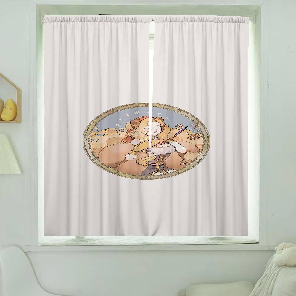 Wystrój Domu Zasłony Kuchenne do Salonu 2 Sztuki Zasłony Zaciemniające Zasłona na Drzwi Znak Zodiaku Dekoracja Sypialni Przegroda