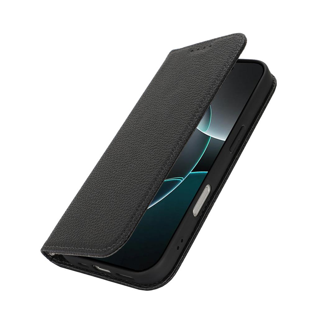 Stand Case for iPhone 16 Pro Litchi Texture Leather Flip Phone Cover with Strap/Wallet