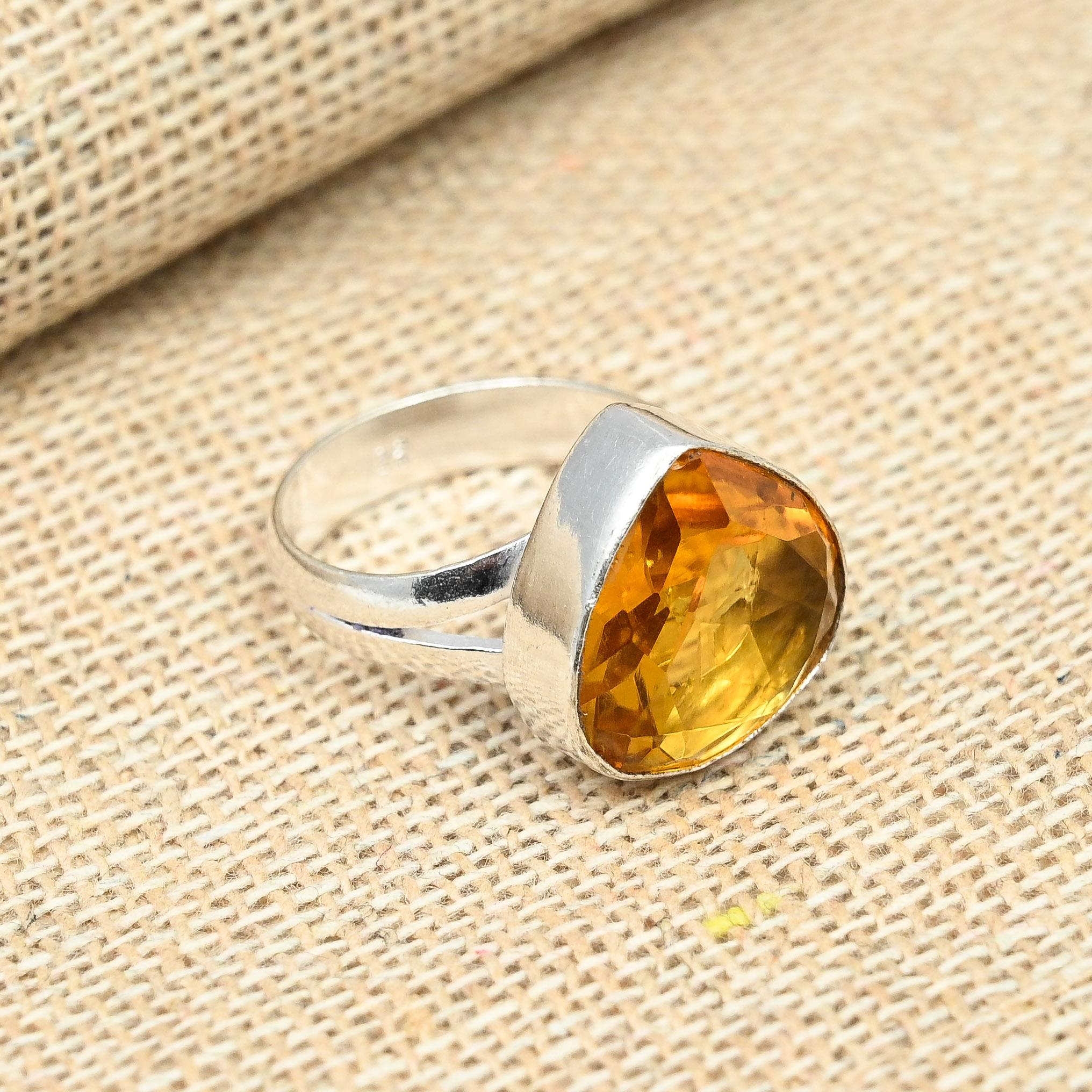 

Медовый топаз, драгоценный камень, твердое серебро 925 пробы, кольцо обещания, ювелирные изделия ручной работы для женщин 6 оранжевый