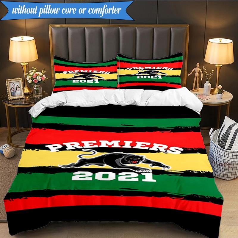 3PCS Panther Panthers Spirit Bedding Set 2D Printing (Includes 1 Duvet Cover + 2 Pillowcases Coreless), Bedroom decor,Fan Gift