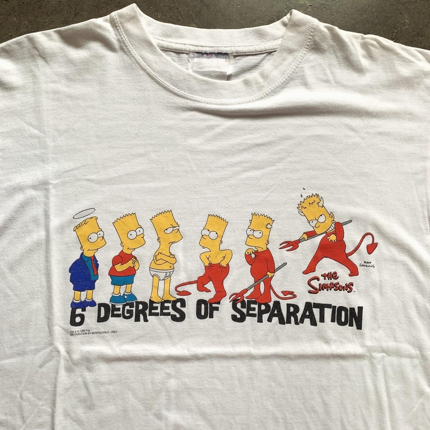 Retro 90s Bart Simpson ‘6 Degrees of Separation’ Cartoon Funny Unisex Tee S-5XL S
