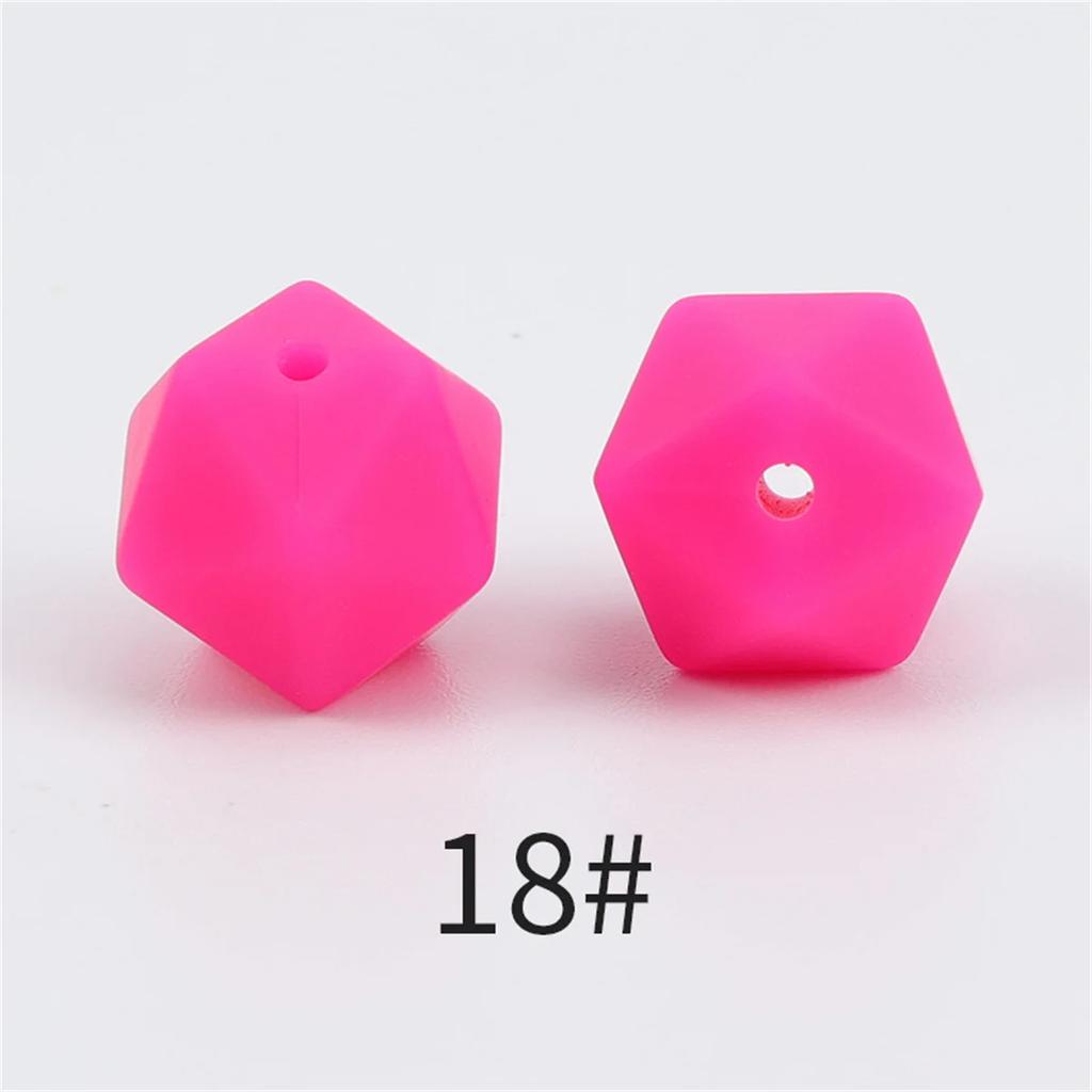 TX49 10Pcs 14mm Hexagon Solid Color Silicone Beads Jewelry DIY Necklace Bracelets Keychain Trend Handmade Accessories Jewelry