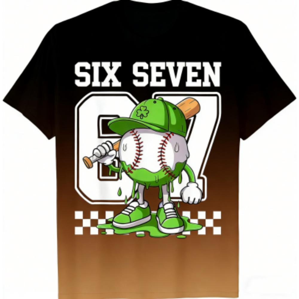 Fashion Kids T-Shirt Fun 67 Six Seven Print Boy and Girl Summer Short Sleeve Round Neck Casual Top Outdoor Kids Clothing