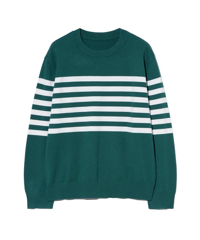 IRONYPORNO WHITELINE 86-Iroj366 Solid Striped Long Sleeve Knit Green