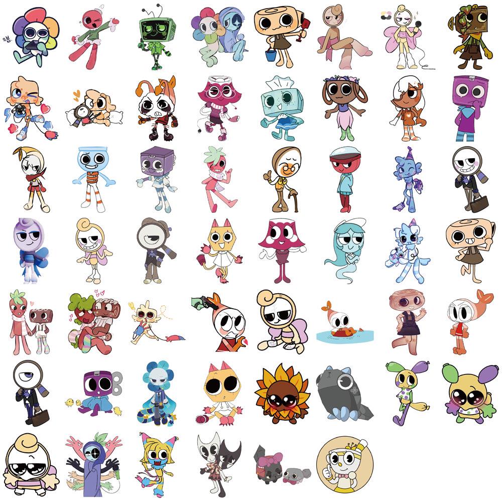 54-Set Dandy's World DIY Decoration Stickers for Journals, Phone Cases, Notebooks