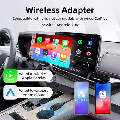 2-in-1 Kabellose CarPlay Android Auto AI Box CarPlay Dongle BT WiFi Plug-and-Play Sprachassistent für kabelgebundene CarPlay Android Autos