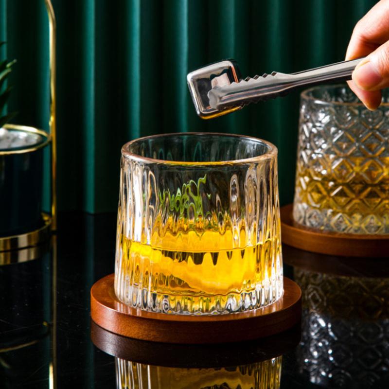 Pahar de whisky rotativ de înaltă calitate 300 ml 10,3 oz, pahar premium pentru băuturi reci, pahar de vin transparent sculptat pentru bar, potrivit pentru cadou