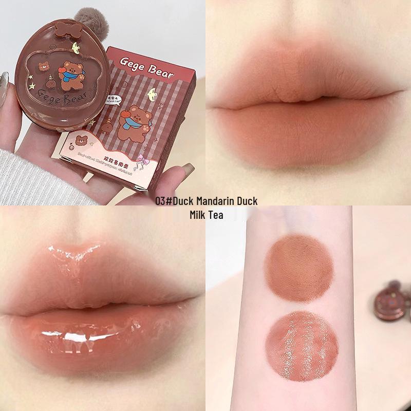 Gege Bear Multi-Use Cream: Matte Lip, Blush, Eyeshadow - Easy Apply, Natural Look