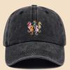 1pcVibrant Seahorse Floral Print Washed Baseball Cap Urban Casual Unisex Soft Top Sport Hat Breathable Lightweight