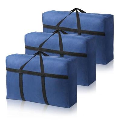3X85 L Aufbewahrungstasche unter dem Bett faltbar groß Organizer Aufbewahrungstasche Kleidung, Tasche für Bettdecke, Decken(72x46x26, Blau l