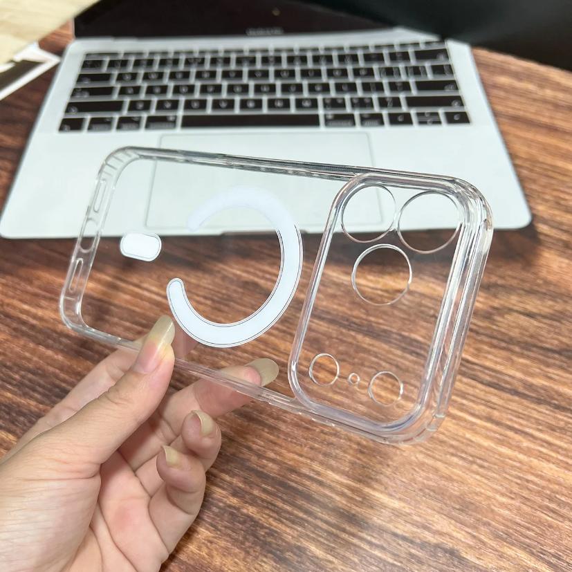 Clear Acrylic Magnetic Case For iPhone Air 17 16 Pro Max 15 14 Plus 13 12 11 Magsafe  Transparent Camera Protect Cover