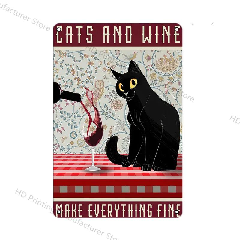 Cute Cat Wall Poster Pet Decor For Kitchen Vintage Tin Sign Metal Plates Home Decoration Modern Bar Accessory Restaurant Garden