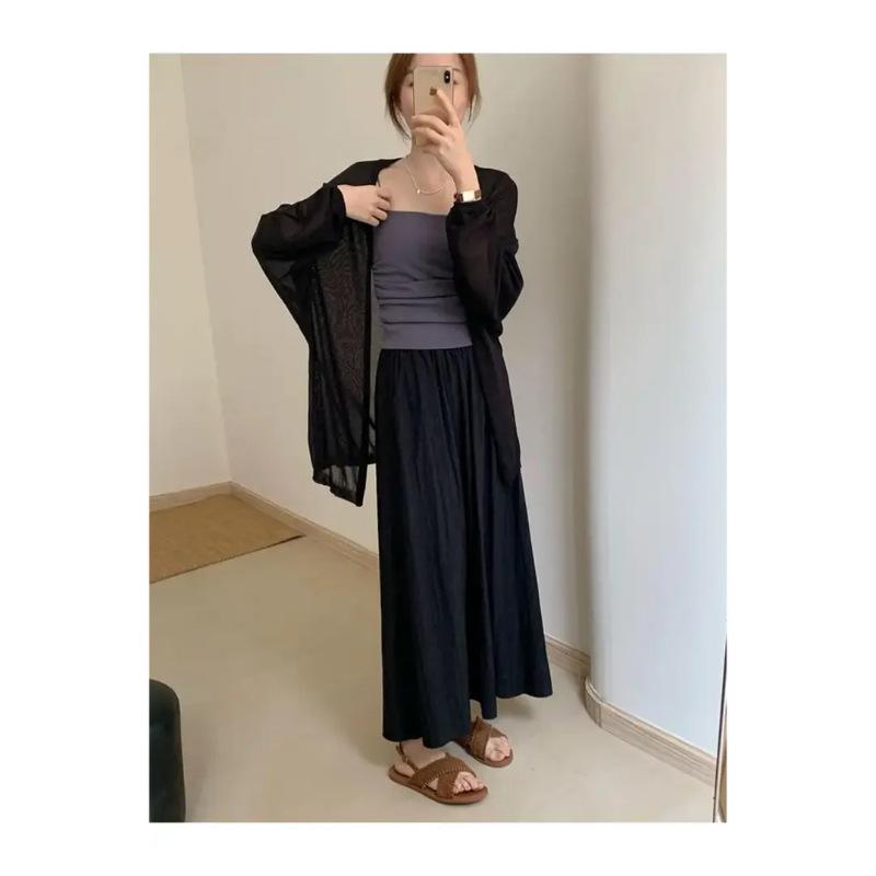 Spring/Summer Plus Size Sun Protection Long Sleeve Knit Cardigan - Loose, Lightweight, Elegant Korean Style for Women