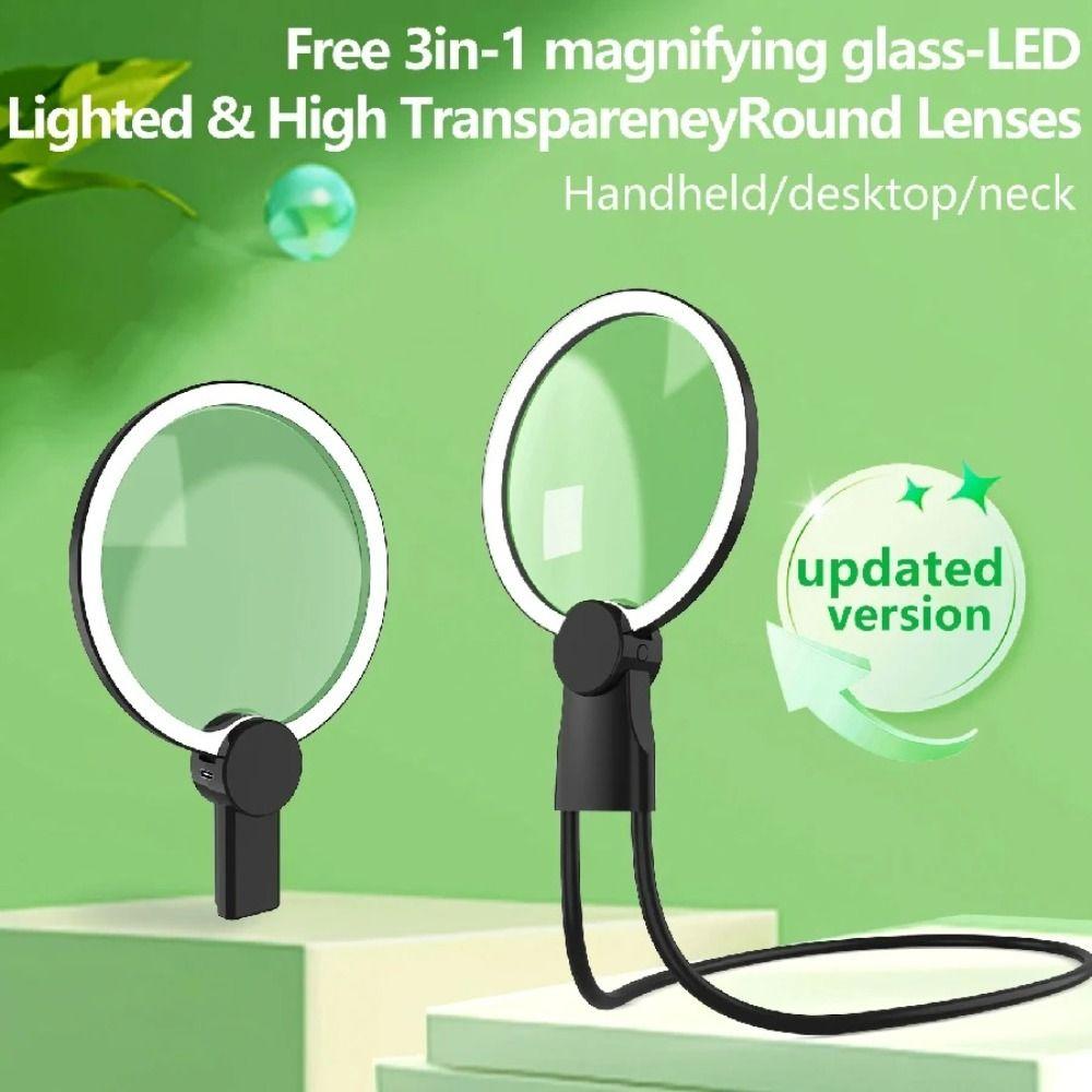 Large Screen Lens Hands Free Magnifier Rechargeable Handheld Magnifying Glass  Reading