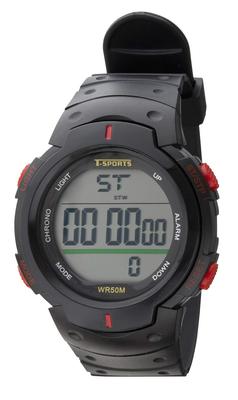 [Clefa] Digital Watch, Waterproof, Multifunctional, Urethane Strap, TS-D153-RD, Men's, Black