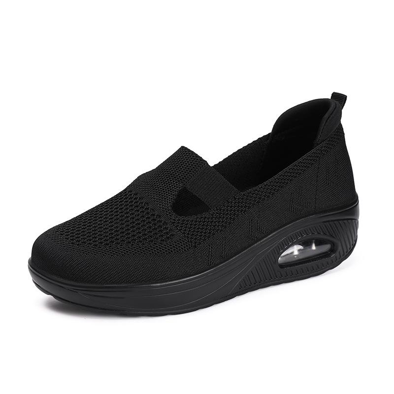 New women's shoes casual and versatile summer air cushion running shoes flying woven breathable lazy shoes one-pedal sports shoes