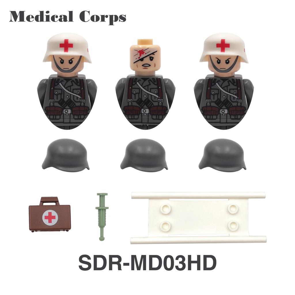 DIY WK2 Infanterie Sanitäter Soldat Motorrad Sowjetische US-Armee Militär Waffe Waffen Baustein Ziegel Kinder Kind Geschenke Spielzeug