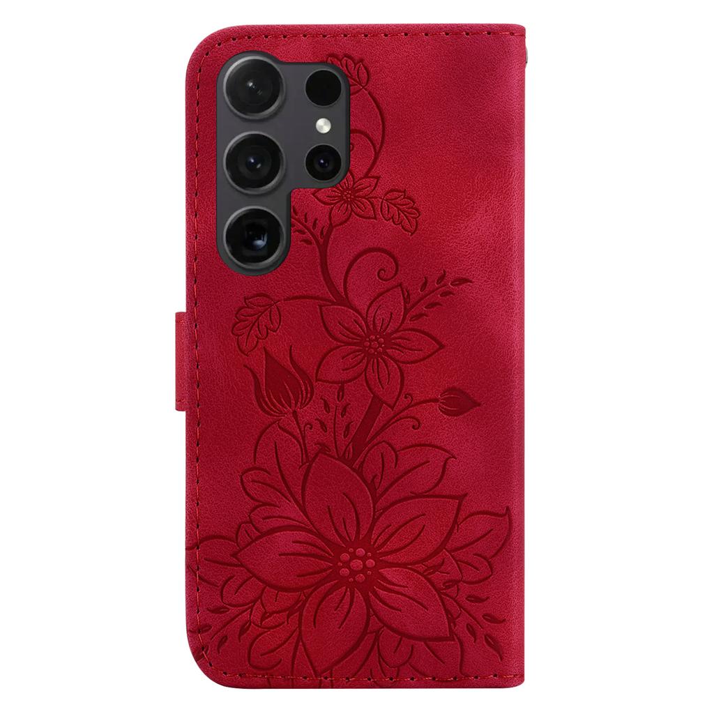 For Samsung Galaxy S24 Ultra Case Flower Imprint Leather Anti-drop Mobile Phone Cover