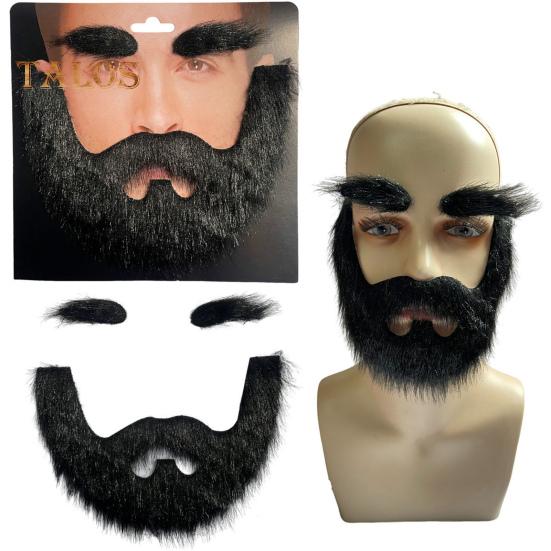 Fake Mustache And Eyebrow Set Self-Adhesive Fake Beard Costume Accessory Cosplay Prop for Masquerade Theater Stage