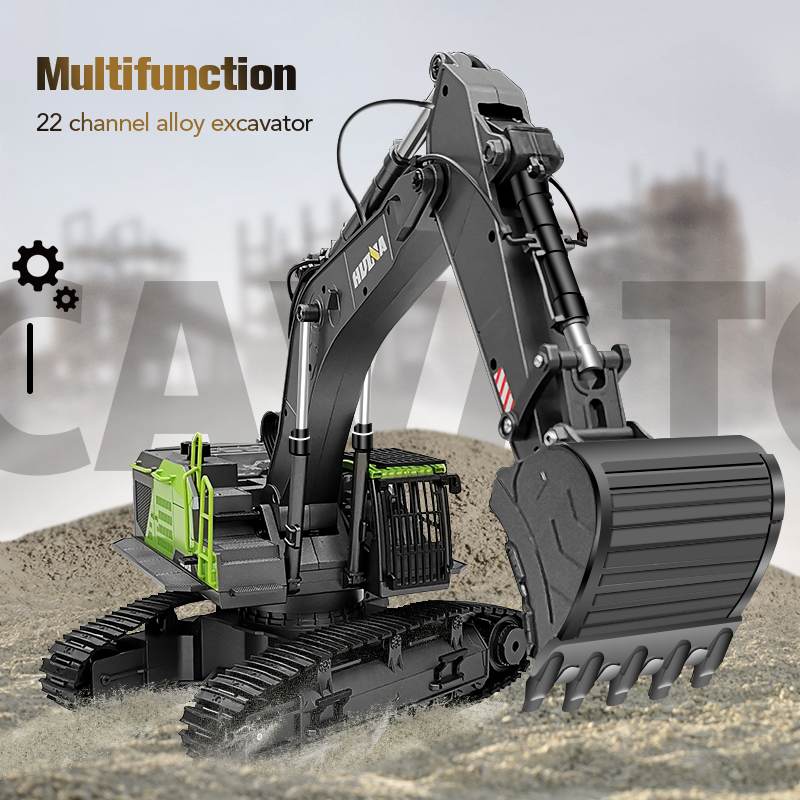 1/14 Huina 1593 Rc Excavator Truck Alloy 22CH 2.4Ghz Remote Radio Controlled Car Construction Vehicle Sound Toys for Boys Gifts