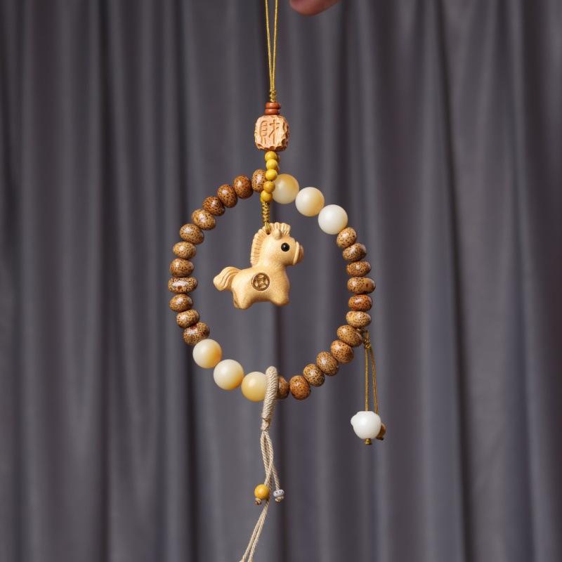 Golden Sandalwood Cute Star Gourd Car Pendant for Peace