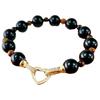 Maillard style natural black agate tiger's eye contrast bracelet
