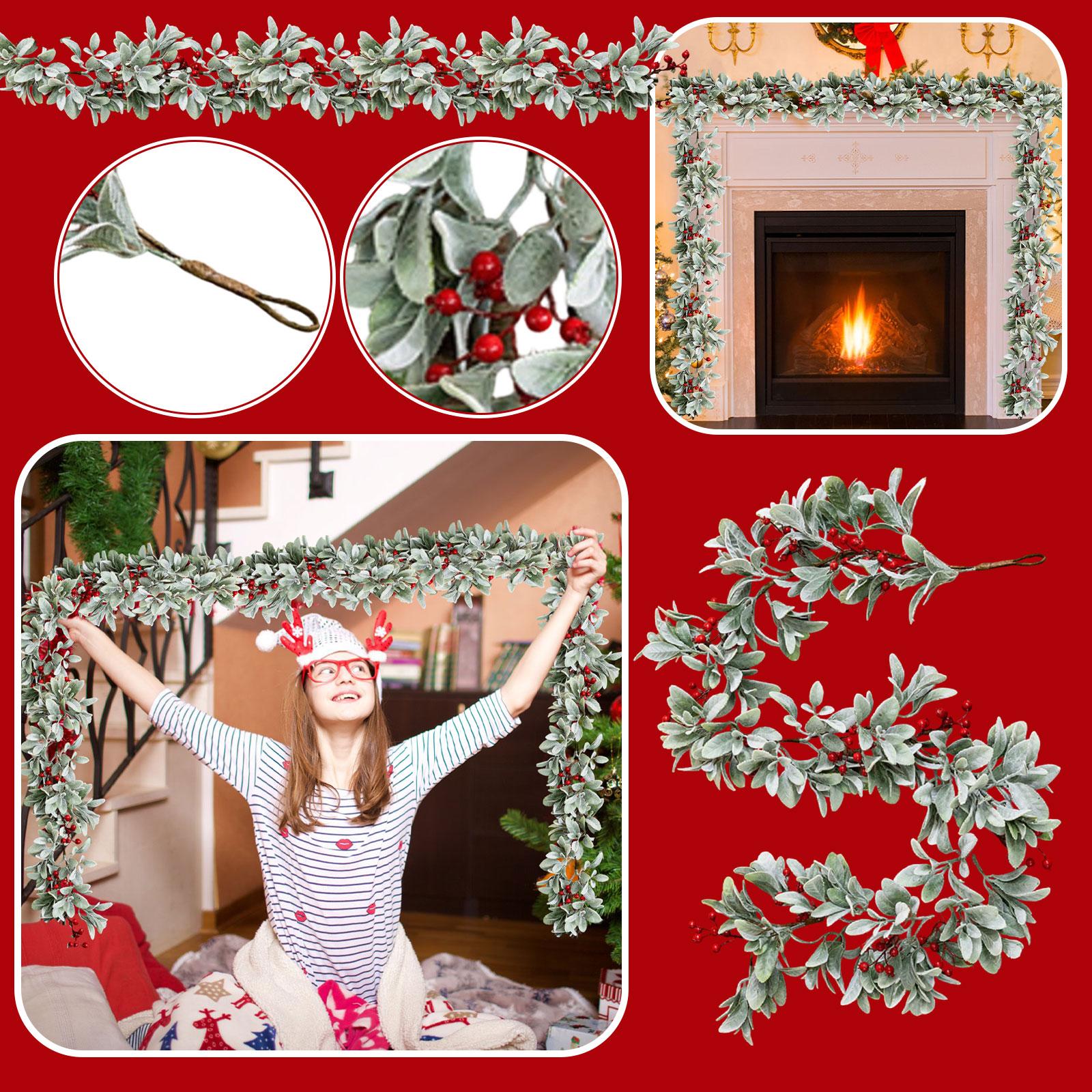 

Artificial Red Fruit Christmas Rattan Home Decor Tabletop Ornament Fireplace Decoration One Size