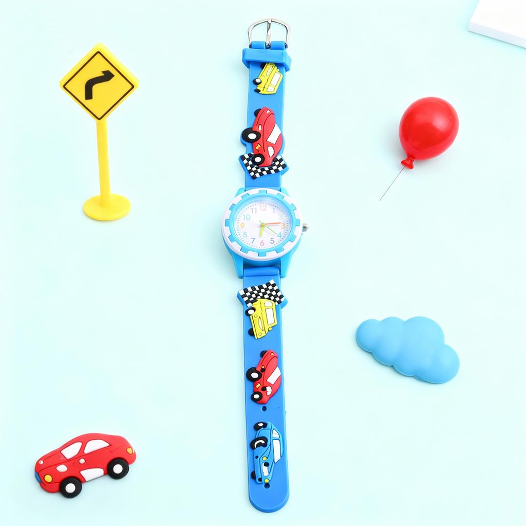 Cute cartoon racing silicone strap color scale children's quartz watch, suitable for children's daily wear, Christmas gifts