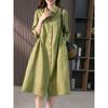 2025 Spring/Autumn Artistic Casual Loose Plus Size Women's Linen Slimming Shirt Dress