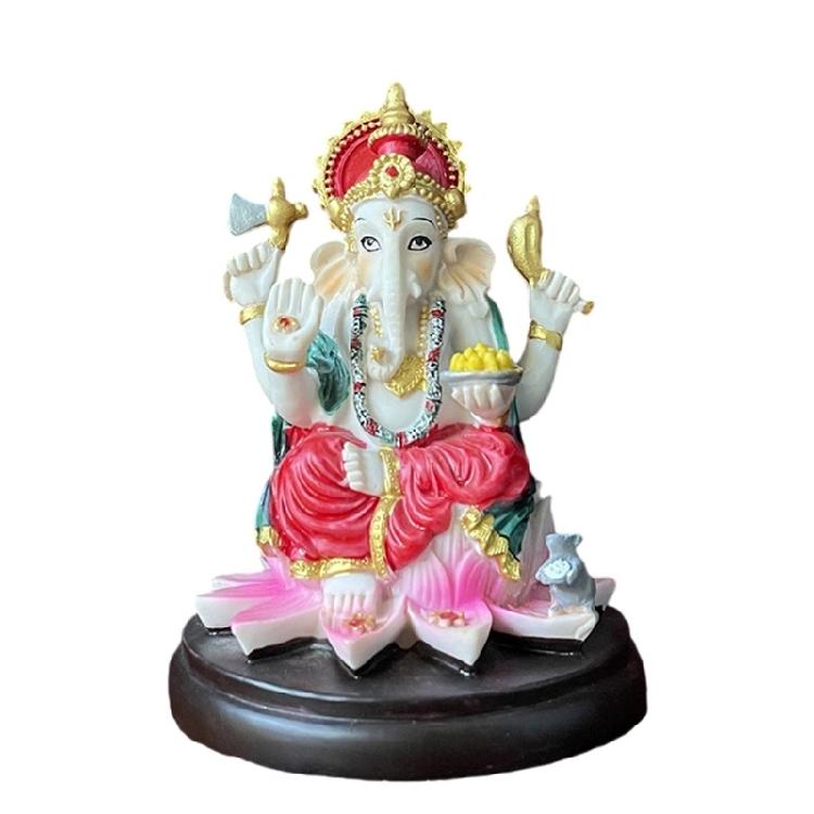 Handcrafted Resins Ganpati Idol Hindu Meditations Room Decors Elephant God Sculpture Altar Temple Ornament Spiritual Gift