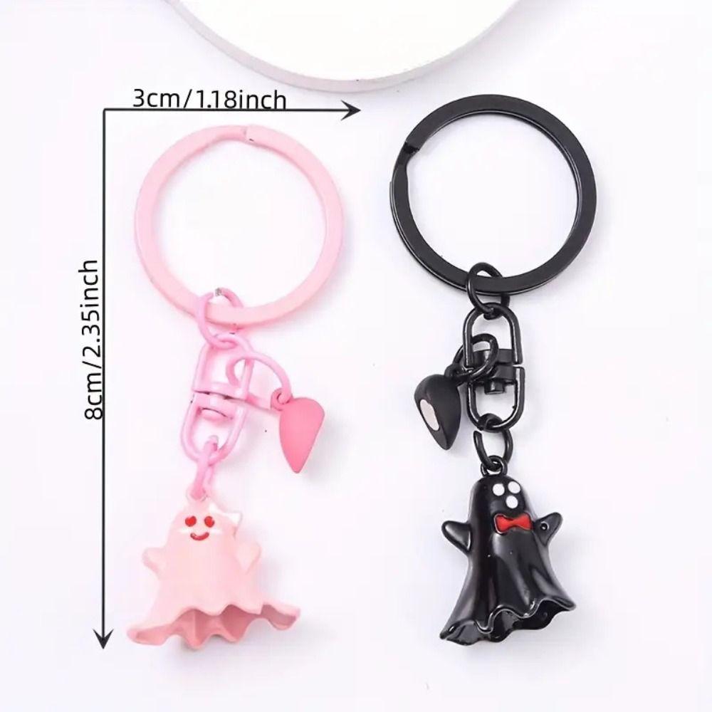 1Pair Bag Hanging Halloween Ghost Keychain Cute Key Rings Minority Magnetic Ghost Pendant  Gift