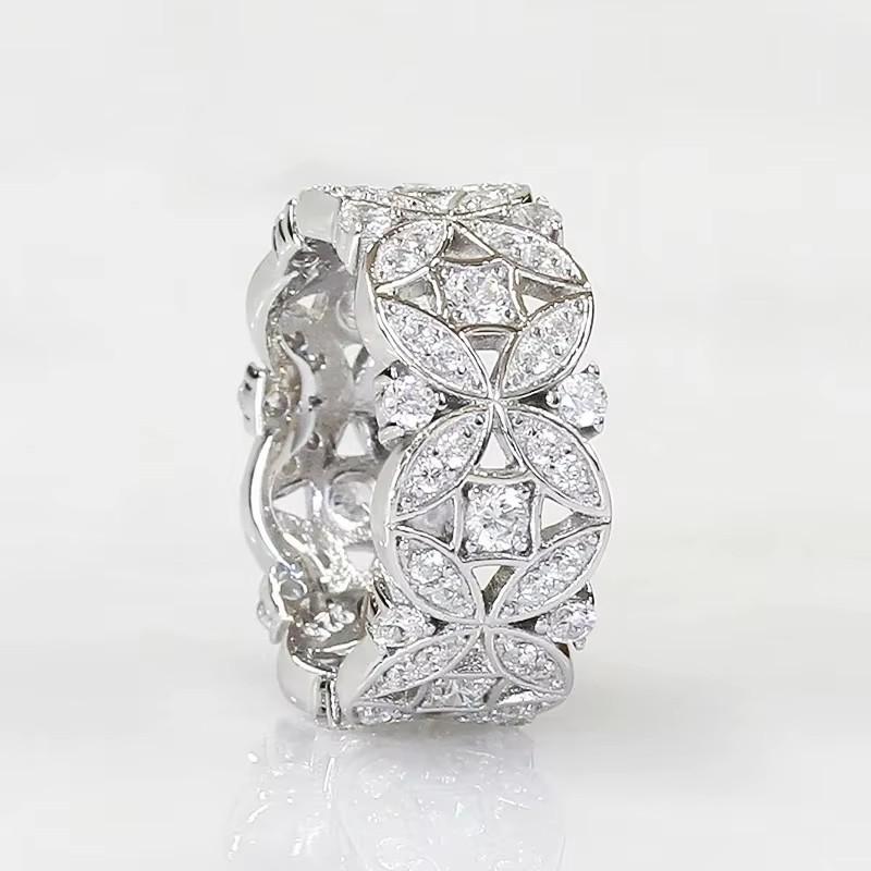 Huitan Opulent Wide Rings for Women Trendy Charming Hollow-out Flower Finger Accessories Modern Gorgeous for Wedding Hot 6