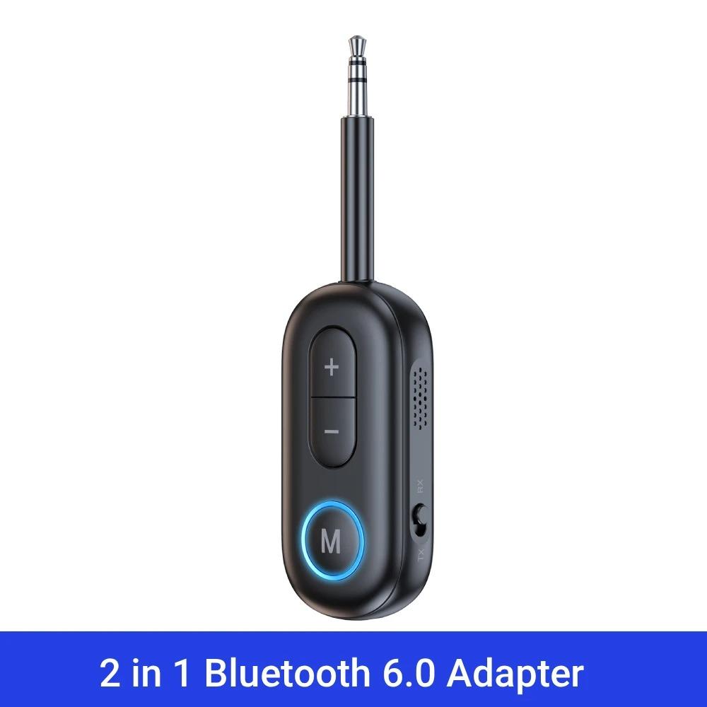 Bluetooth 6.0 Audio Transmitter Receiver 3.5MM AUX Hifi Stereo Music Wireless Adapter With Mic For Car Airplane TV PC Headphone