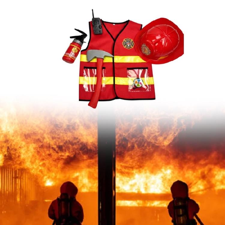 1/2/3/6pcs Firefighter Costume Fire Fighter Costume Halloween Dress Up Costumes