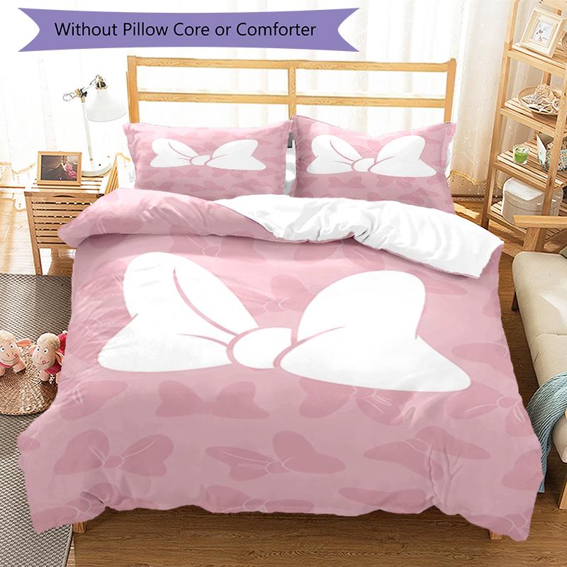 3pcs Minnie Bedding Set Duvet Cover Closure Includes 1 Duvet Cover & 2 Pillowcases, Soft and Comfortable for All Seasons.