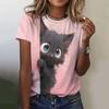3D Printed Cute Animal Cat Print Women's Casual Round Neck Short Sleeved T-shirt