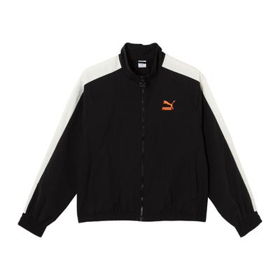 T7 Dance Crew Webjacke Colorblock Logo-Print Stehkragenjacke Damenjacke Schwarz 627173-01