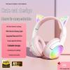 Cute Cat Ear Bluetooth Headband Wireless Earphones with Foldable Luminous Stereo Sound and Long Battery Life.