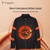 Men's Padded Embroidered Windproof Stand-up Collar Jacket