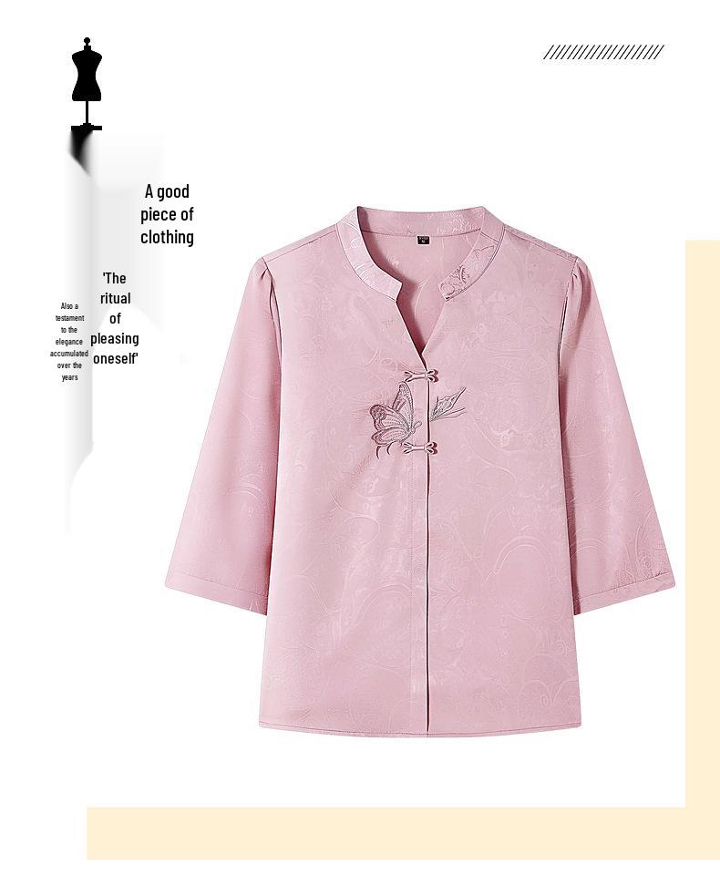2026 Stylish Mid-Sleeve Jacquard Top for Young and Middle-Aged Women