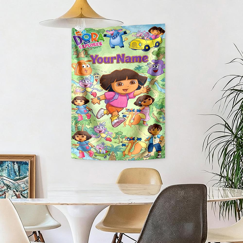 Dora Explorer Custom Your Name Wall Decor Tapestry Art For Pet Memorial Birthdaywedding Party Backdrop Family Gift