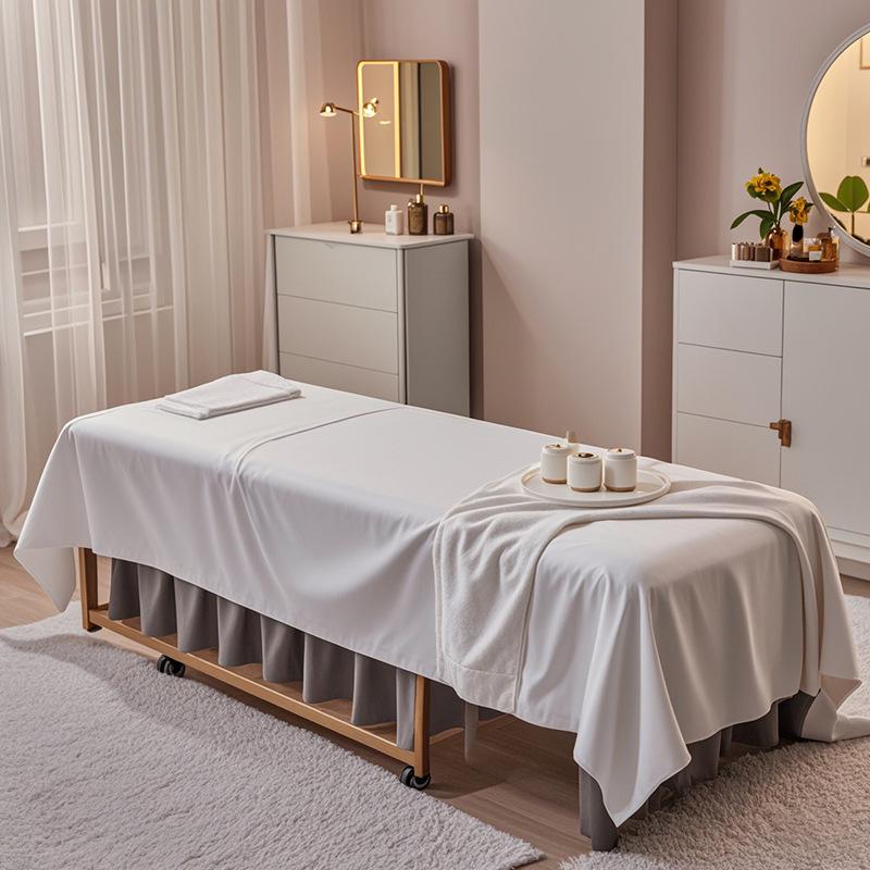 Extra Large White Beauty Salon Bed Sheet with Hole for Massage Tables