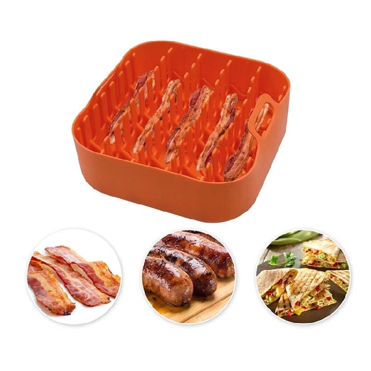 Silicone Air Fryer Basket Silicone Bacon Rack Air Fryer Grilling Pan for BBQ