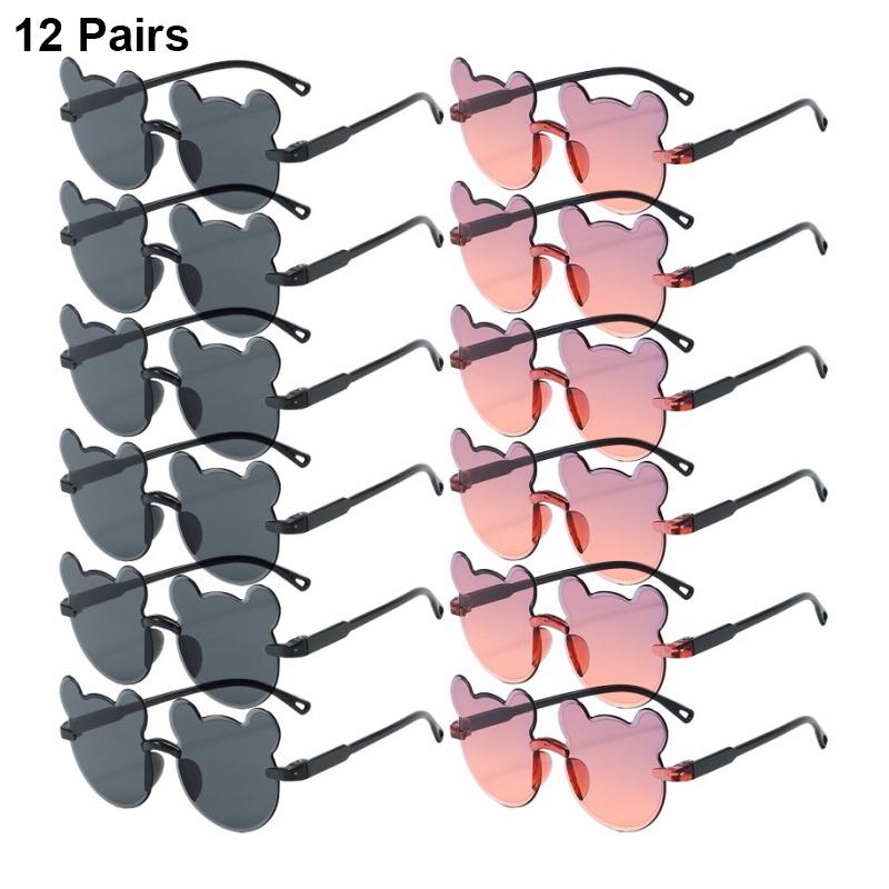 1/12 Pairs Cute Bear Shaped Sunglasses for Children  New Fashion Rimless Multi-color Decor Shades Stylish Design Sun Glasses
