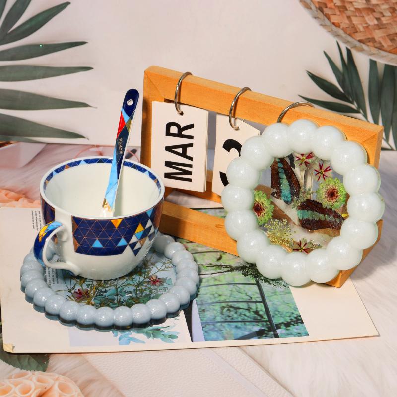 Round Bubble Coaster Silicone Molds For Diy Epoxy Jewelry Storage Tray, Plastic Tray Cement Cup Pad Injection Resin Mold