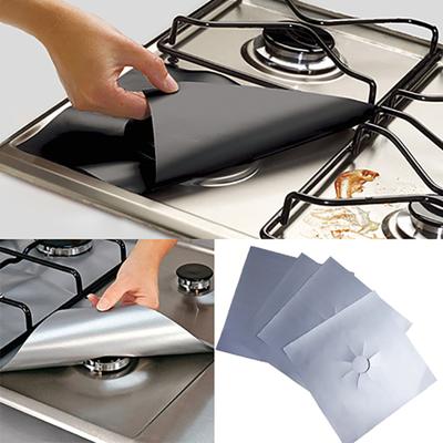 4 Pcs Square Foil Gas Hob Protector Liner Reusable Easy Clean Protection Pad