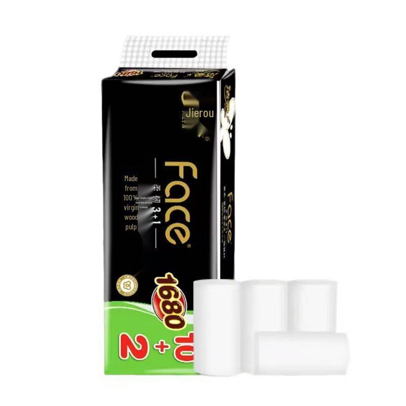 Jie Rou Household Toilet Paper, 4-Ply Coreless, 12 Rolls, 1680g Bundle Bundle
